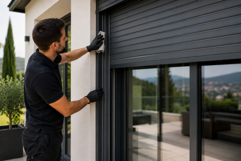 Nettoyage et entretien d'un volet roulant aluminium