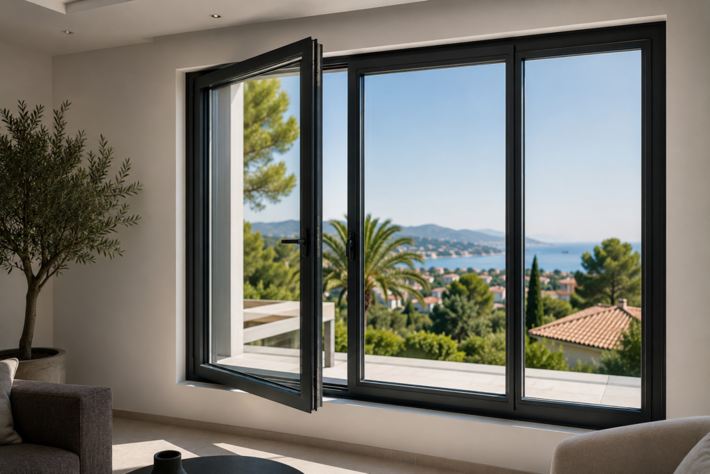 Fenêtre aluminium moderne assurant une bonne isolation acoustique