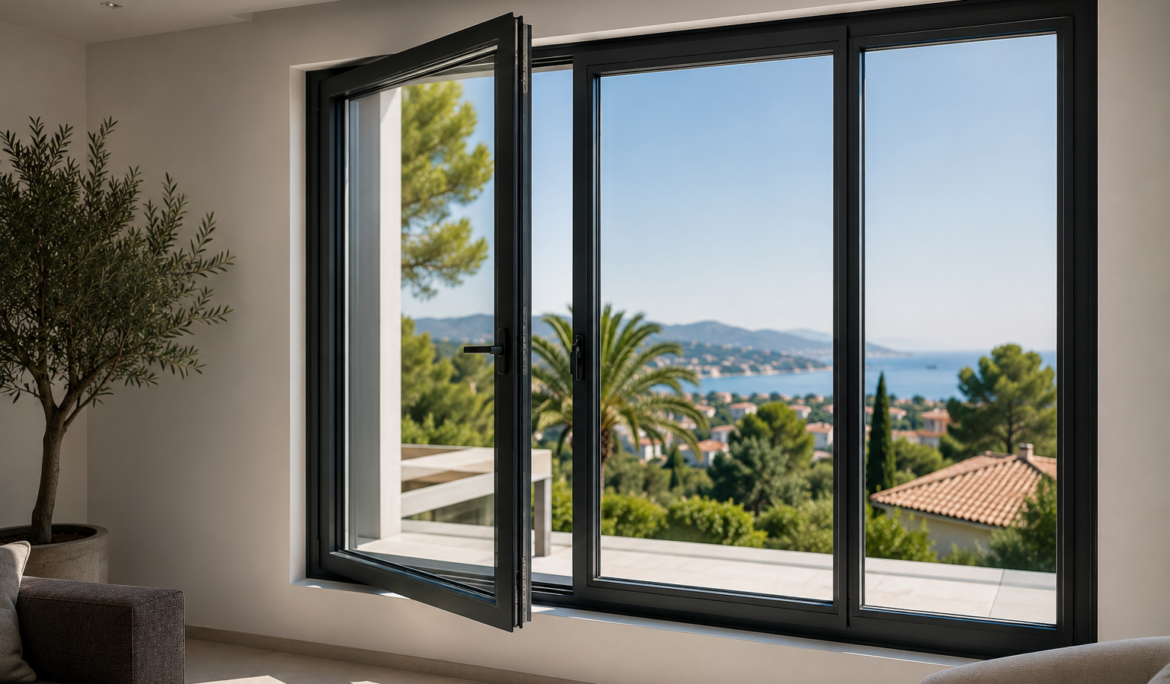 Fenêtre aluminium moderne assurant une bonne isolation acoustique