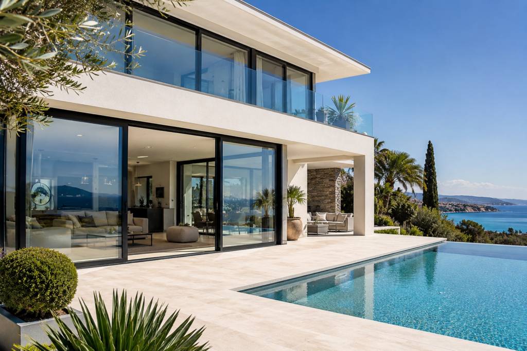 Villa moderne de la Côte d'Azur équipée de grandes fenêtres aluminium