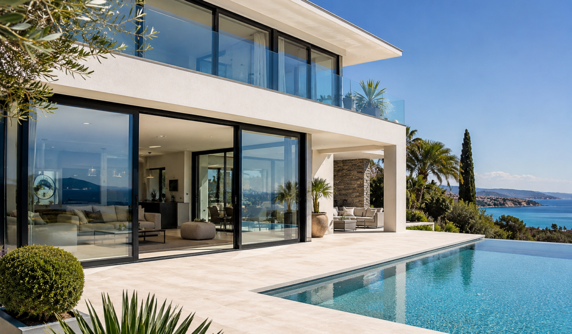 Villa moderne de la Côte d'Azur équipée de grandes fenêtres aluminium