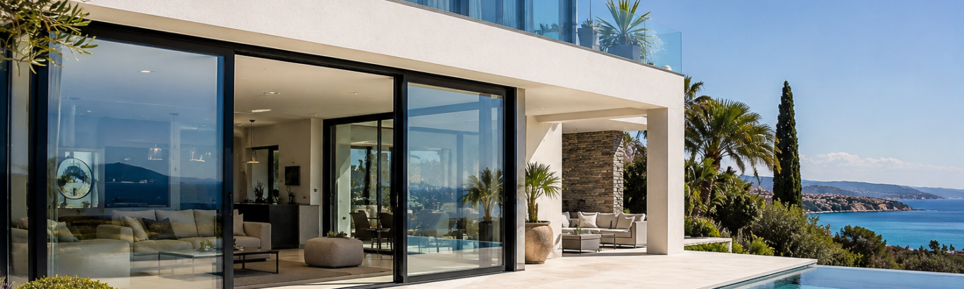 Villa moderne de la Côte d'Azur équipée de grandes fenêtres aluminium