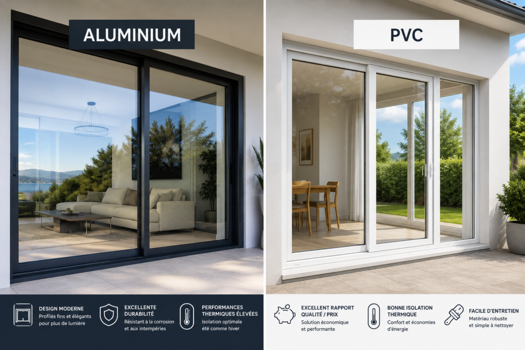 Comparatif fenêtre aluminium et fenêtre PVC à Cannes